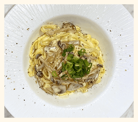 キノコクリームのスパゲティ